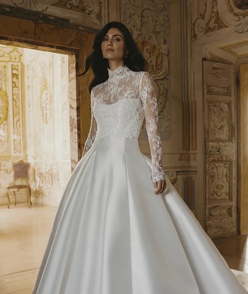 Model wearing a Enzoani gown