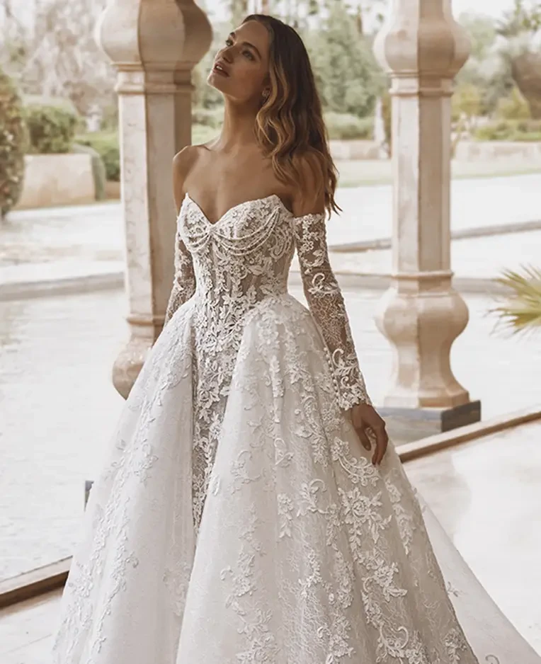 Model wearing a Enzoani gown