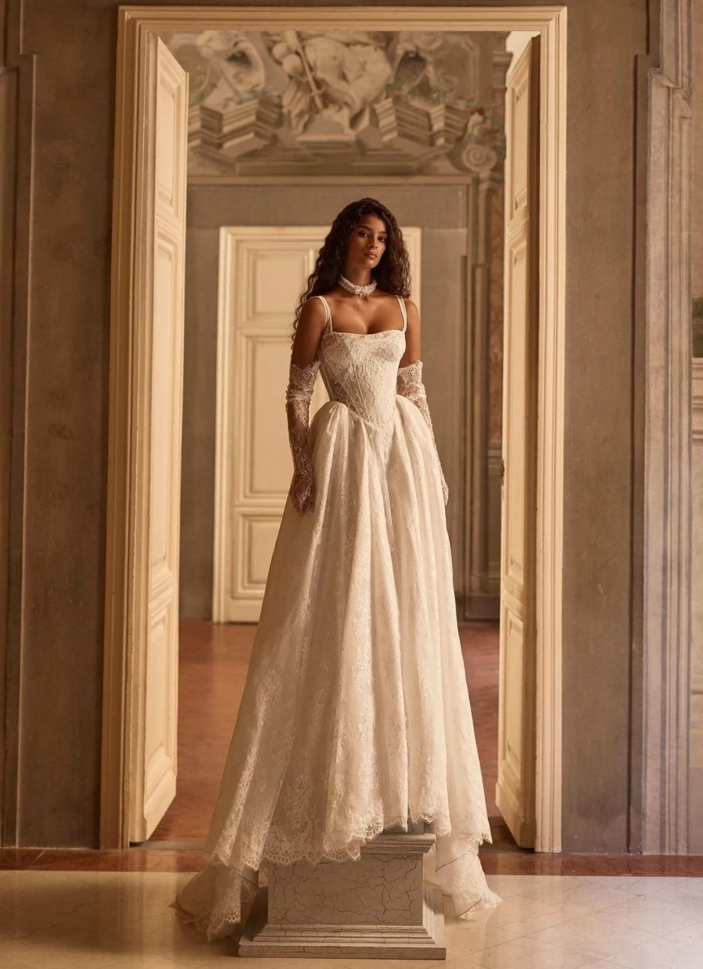 Model wearing a bridal gown
