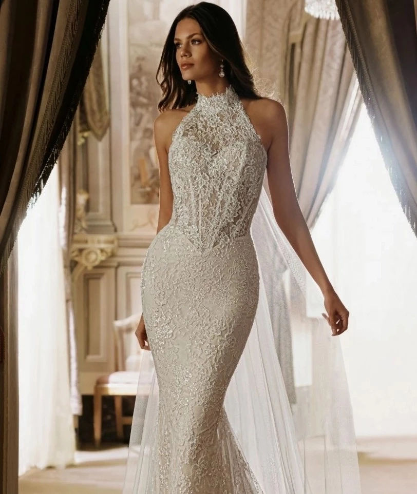 Model wearing a Enzoani gown