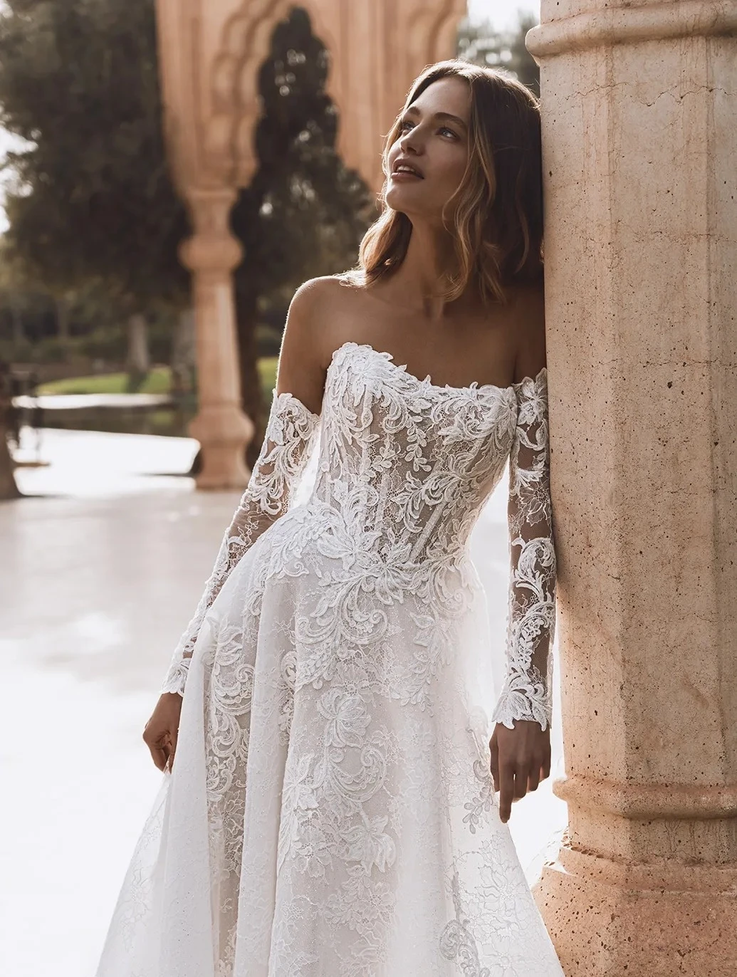 Model wearing a Enzoani gown