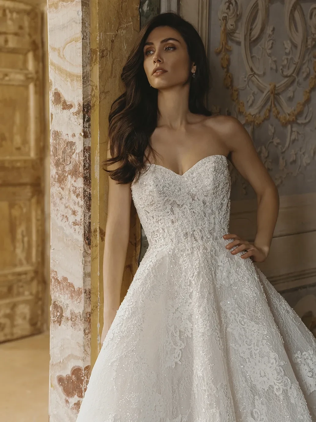 Model wearing a Enzoani gown