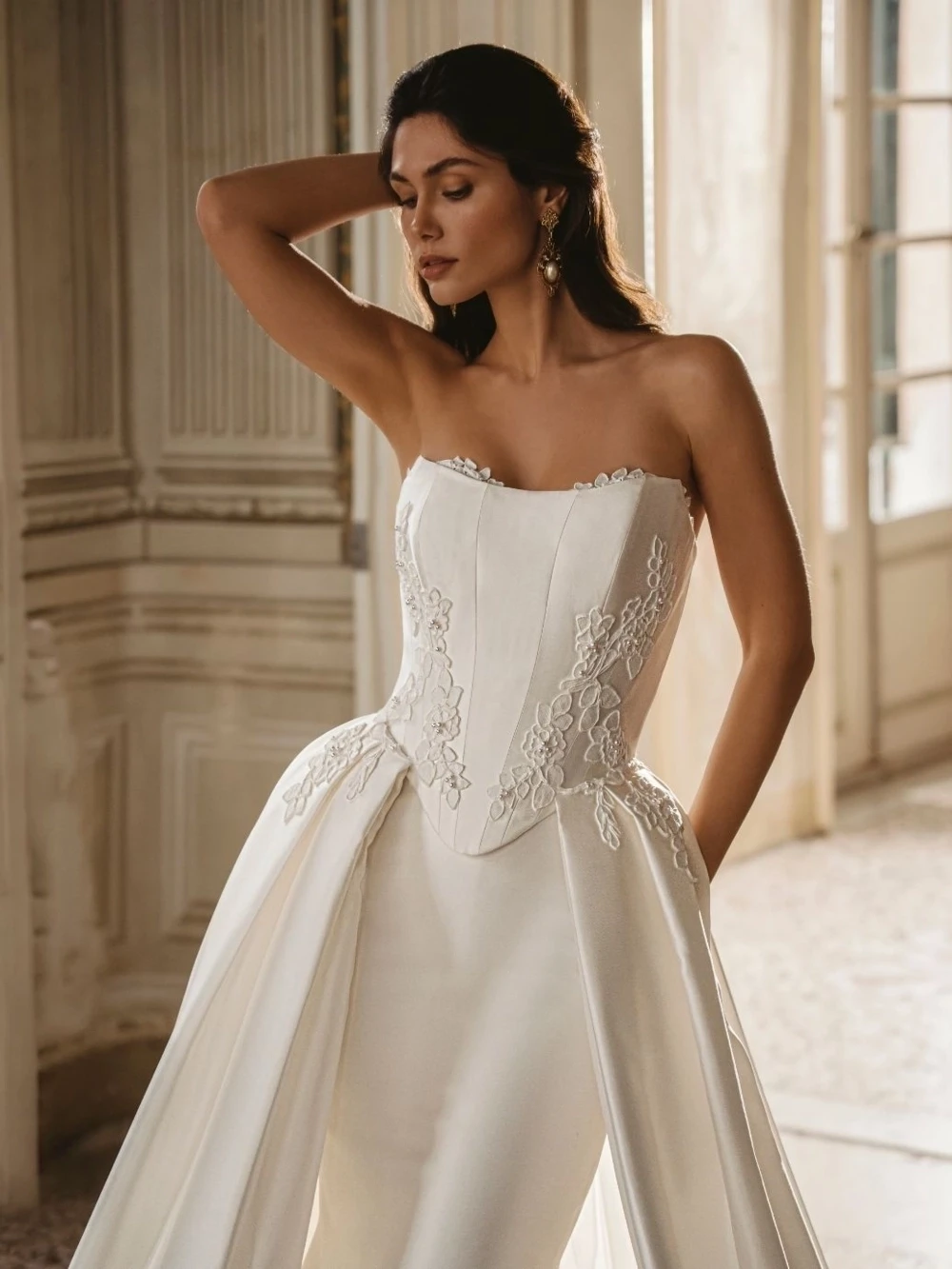 Model wearing a Enzoani gown