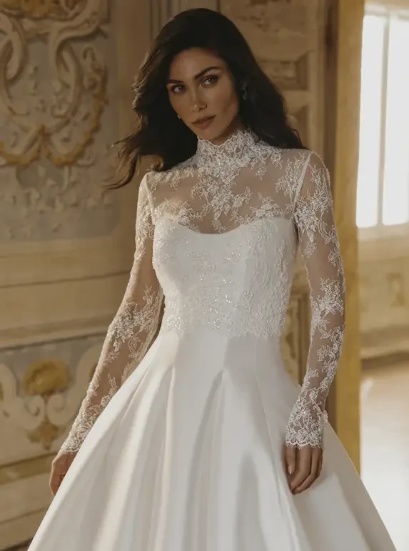 Model wearing a Enzoani gown
