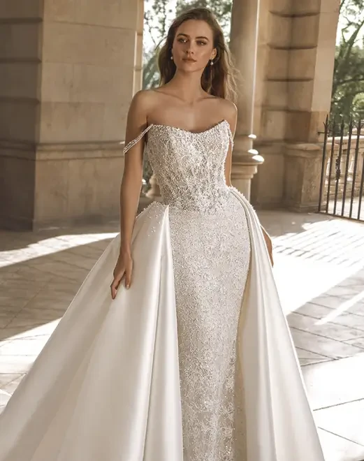 Model wearing a Enzoani gown